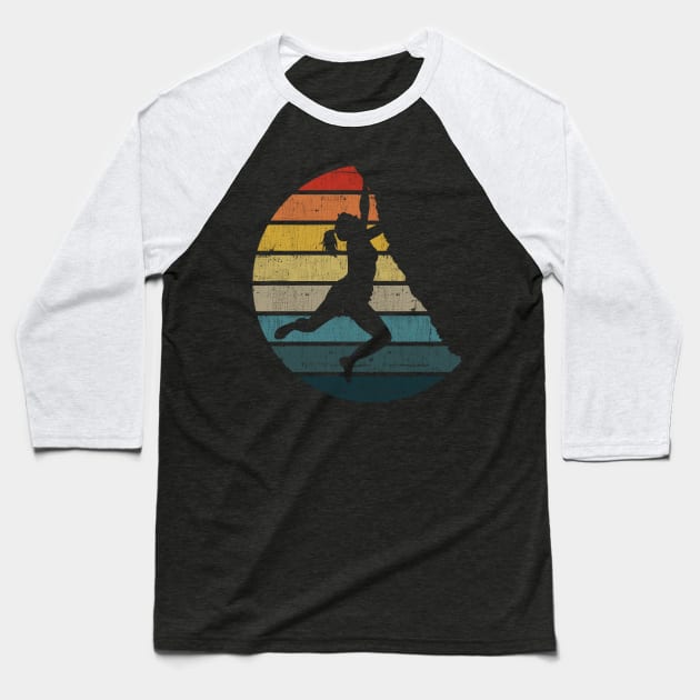 Free Climbing Silhouette On A Distressed Retro Sunset design Baseball T-Shirt by theodoros20